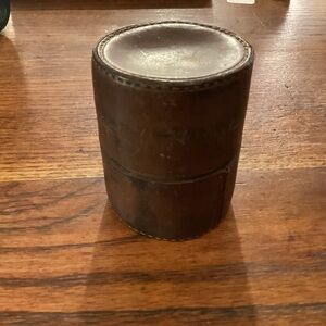 Vintage leather case and 2 travel cups, Germany